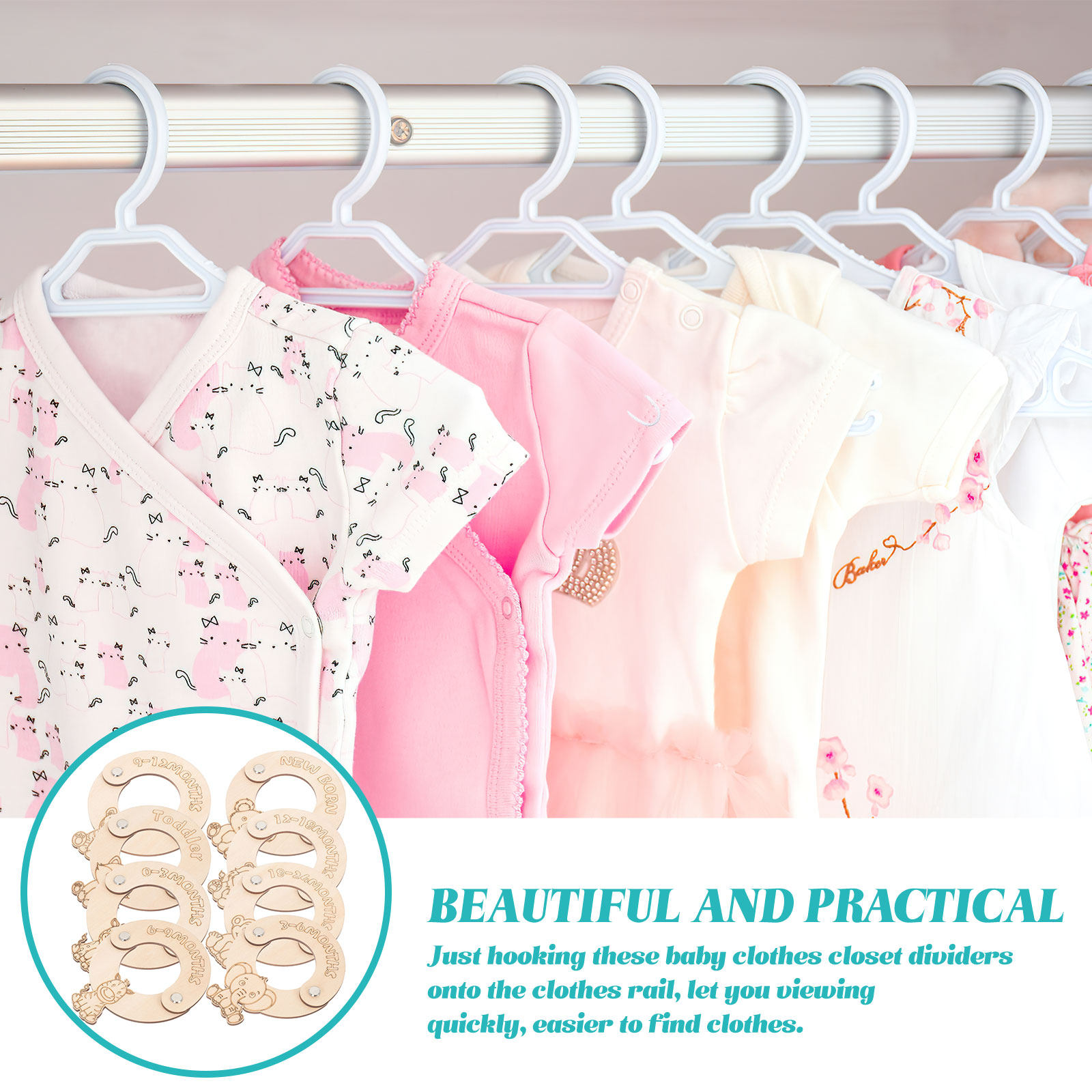 Baby Clothing Wardrobe - 8Pcs Baby Closet Clothing Size Dividers