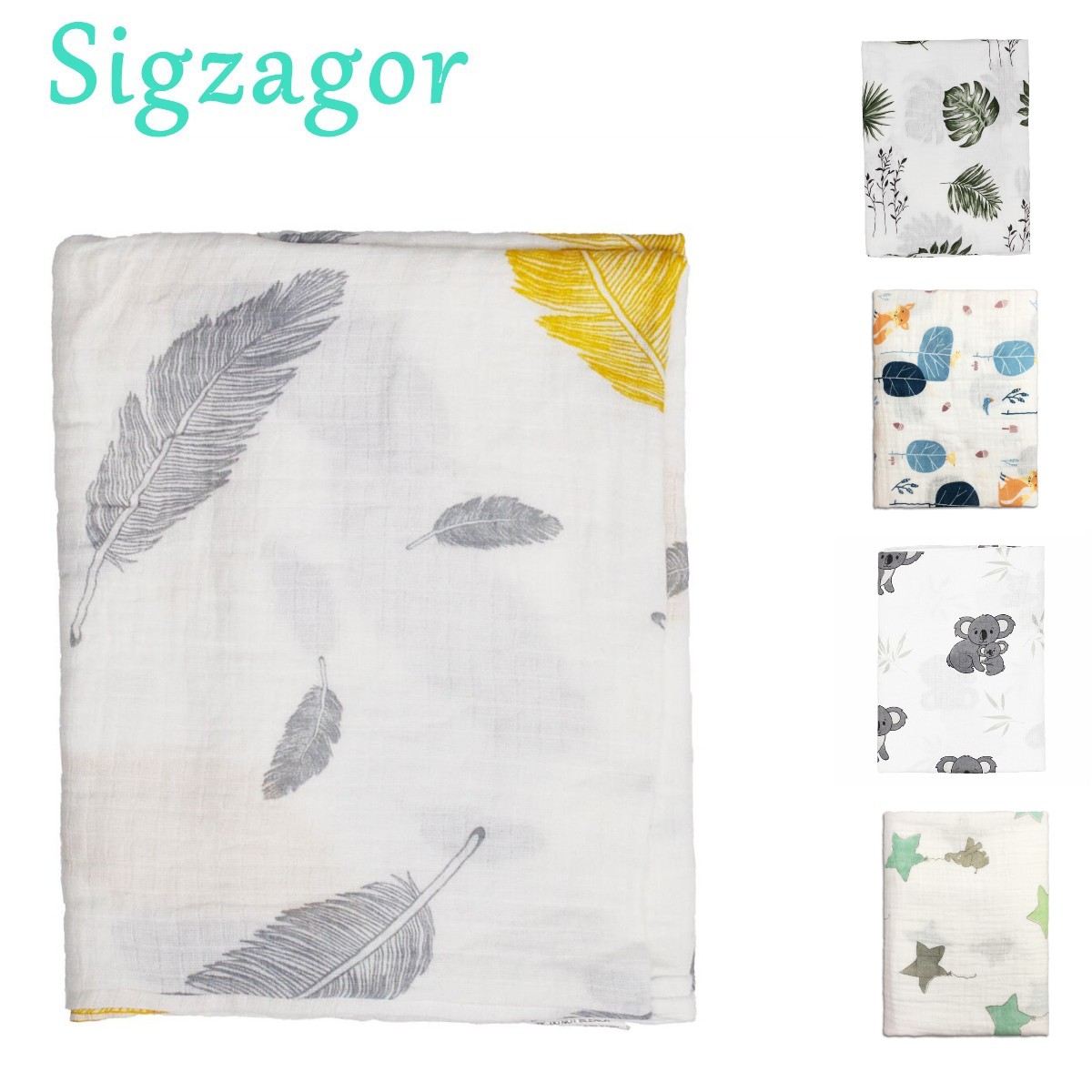 Muslin Swaddle Wrap - [Sigzagor] Muslin Swaddle Blankets Baby Wrap